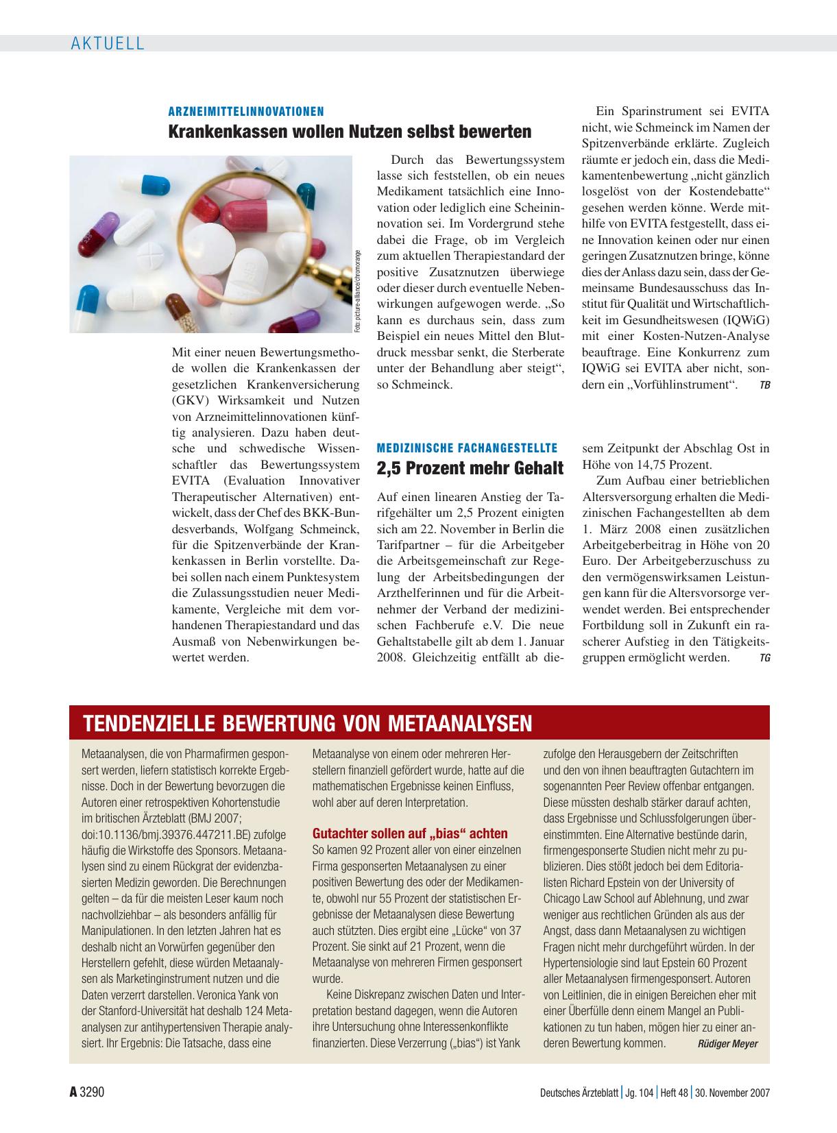 Vorschauseite 1: Tendenzielle Bewertung von Metaanalysen