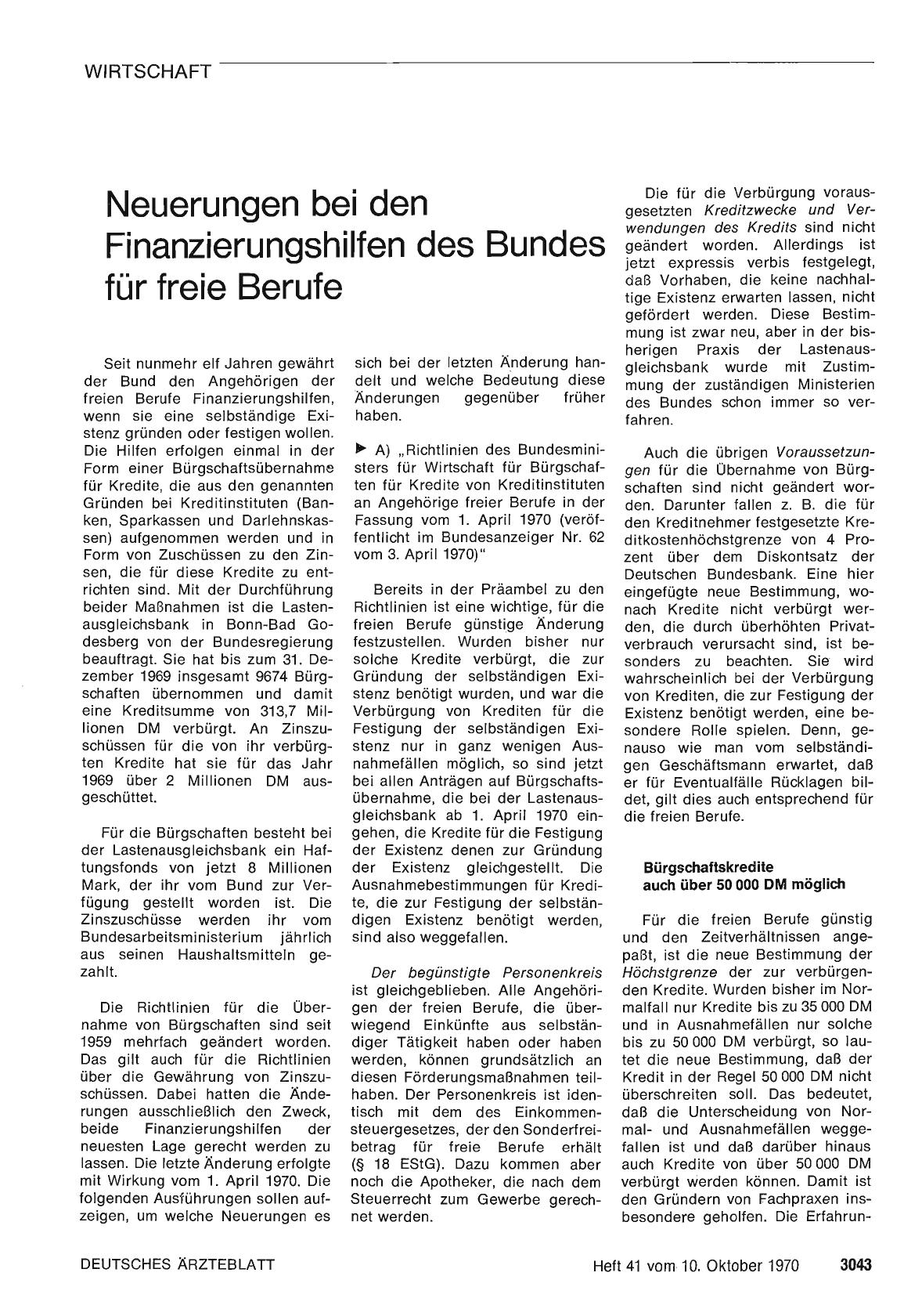 Vorschauseite 1: Neuerungen bei den Finanzierungshilfen des Bundes für freie Berufe