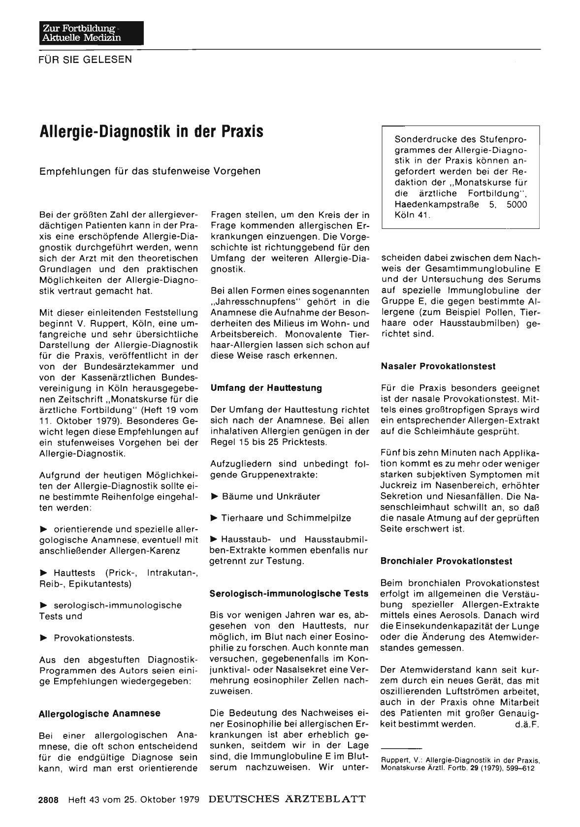 Vorschauseite 1: Allergie-Diagnostik in der Praxis: Empfehlungen für das stufenweise Vorgehen