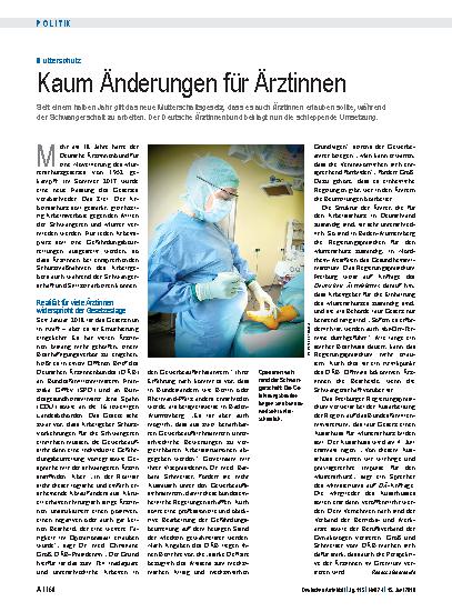 Vorschauseite 1: Mutterschutz: Kaum Änderungen für Ärztinnen