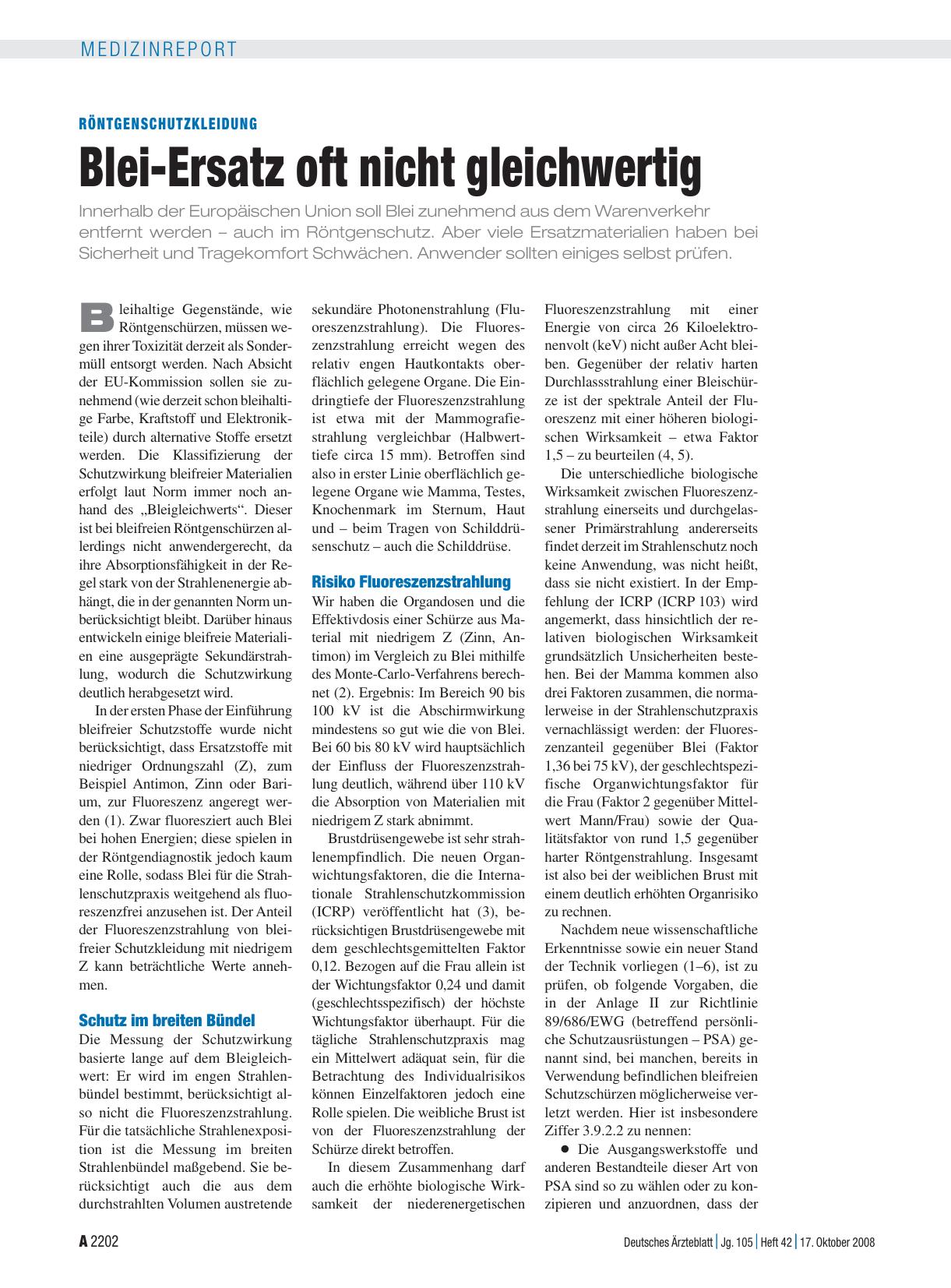 Vorschauseite 1: Röntgenschutzkleidung: Blei-Ersatz oft nicht gleichwertig