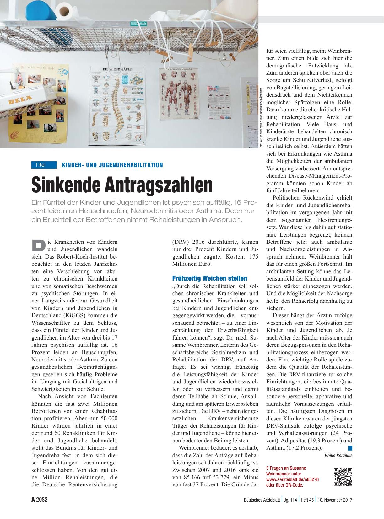 Vorschauseite 1: Kinderund Jugendrehabilitation: Sinkende Antragszahlen
