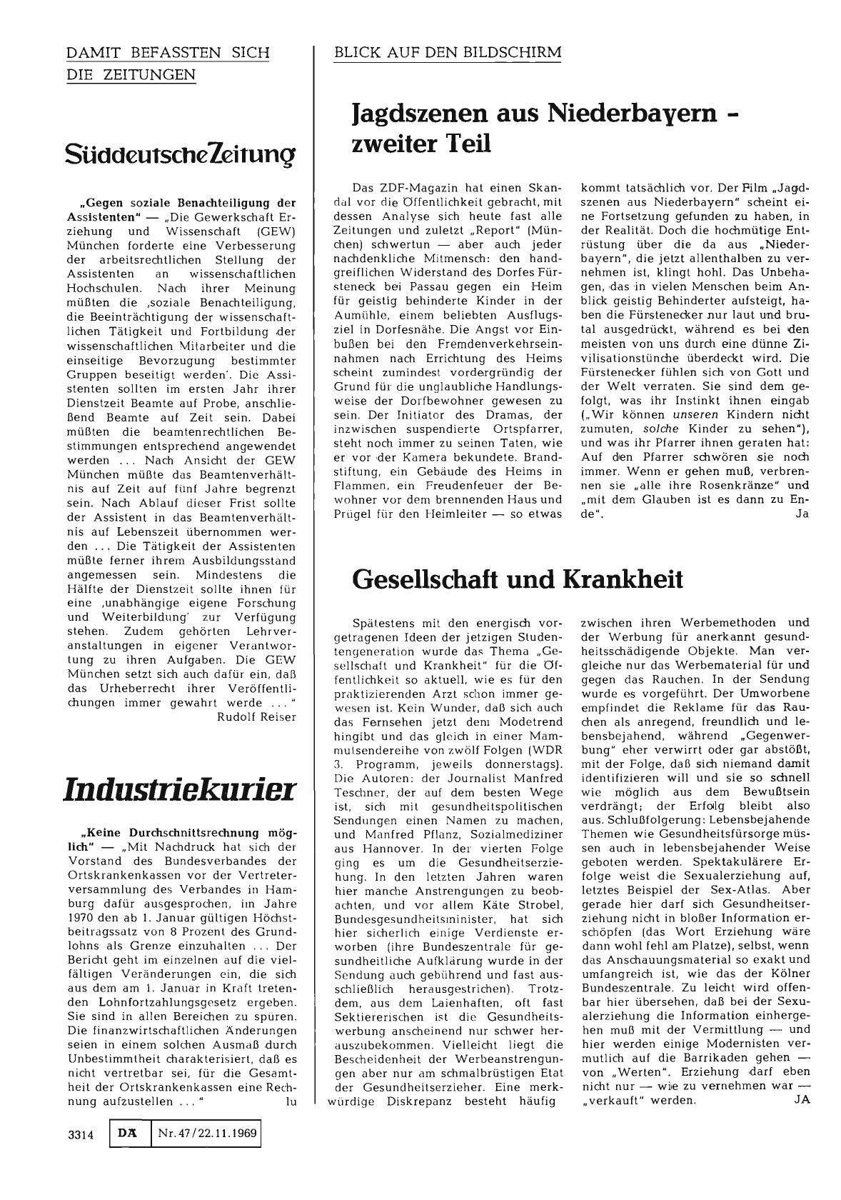 Vorschauseite 1: „Gegen soziale Benachteiligung der Assistenten"