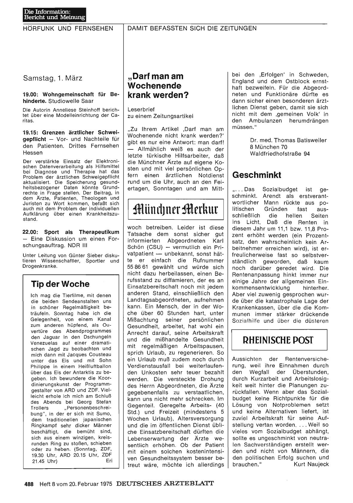 Vorschauseite 1: „Darf man am Wochenende krank werden?
