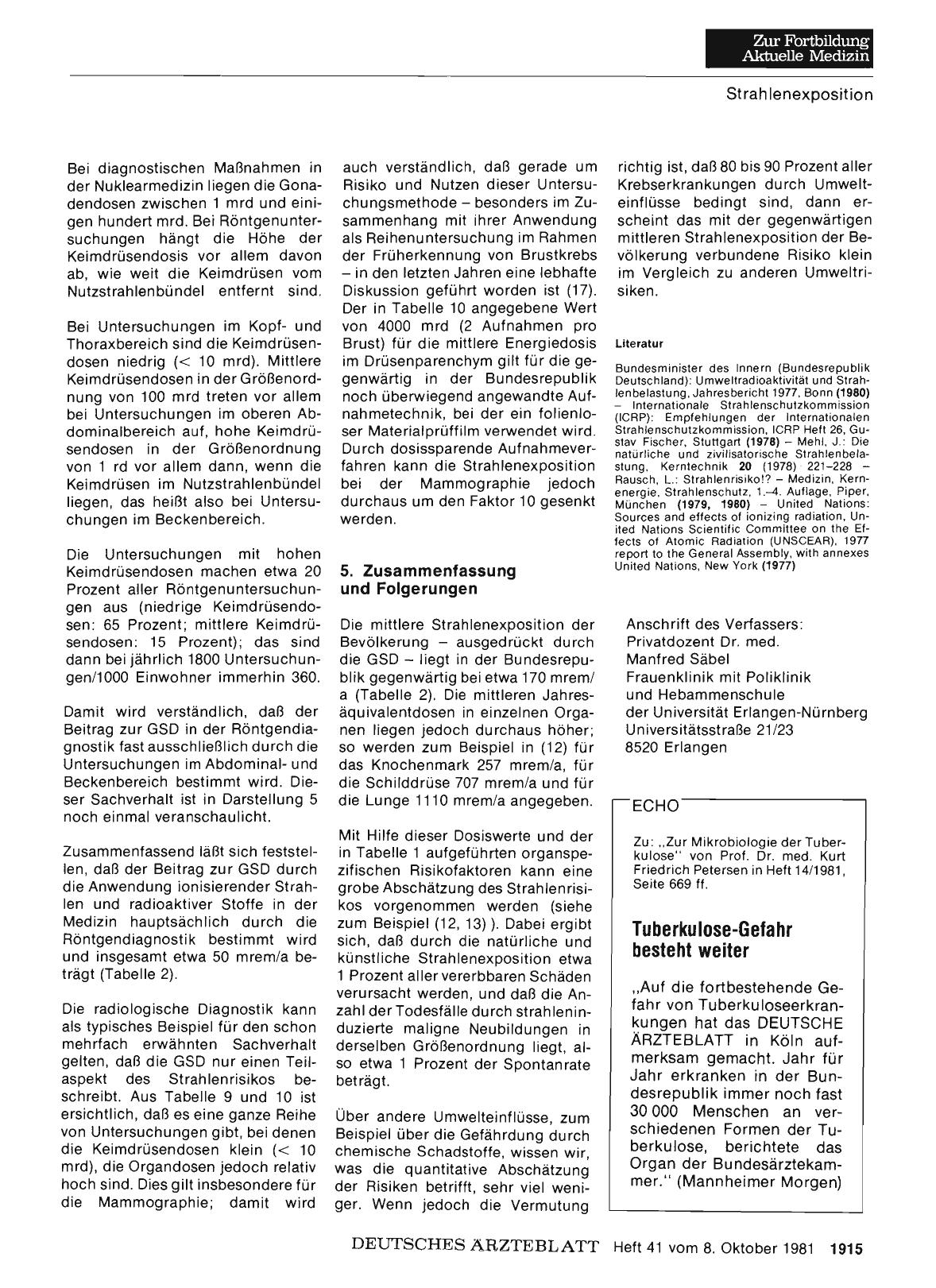 Vorschauseite 1: Tuberkulose-Gefahr besteht weite