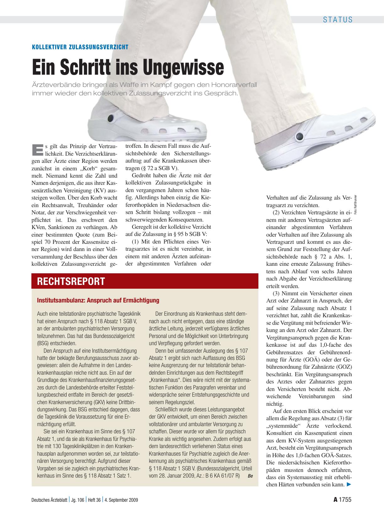 Vorschauseite 1: Institutsambulanz: Anspruch auf Ermächtigung