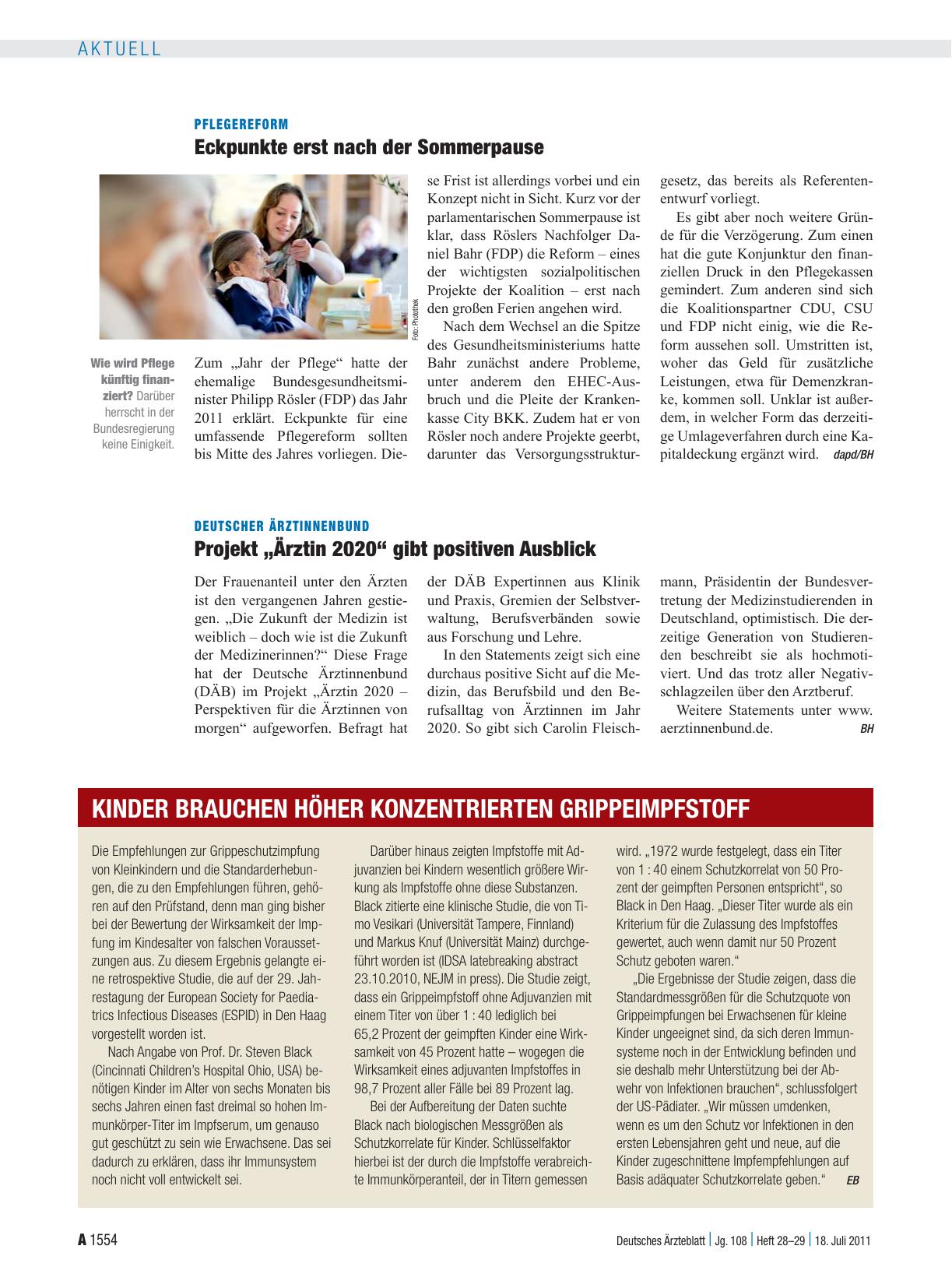 Vorschauseite 1: Kinder brauchen höher konzentrierten Grippeimpfstoff