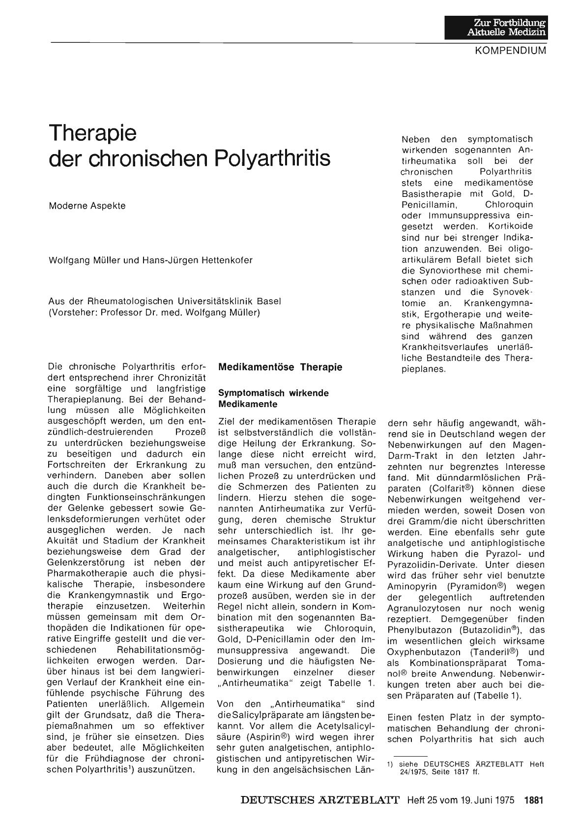 Vorschauseite 1: Therapie der chronischen Polyarthritis