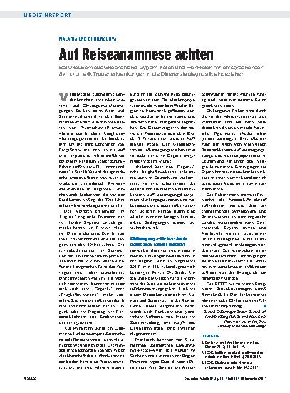 Vorschauseite 1: Malaria und Chikungunya: Auf Reiseanamnese achten