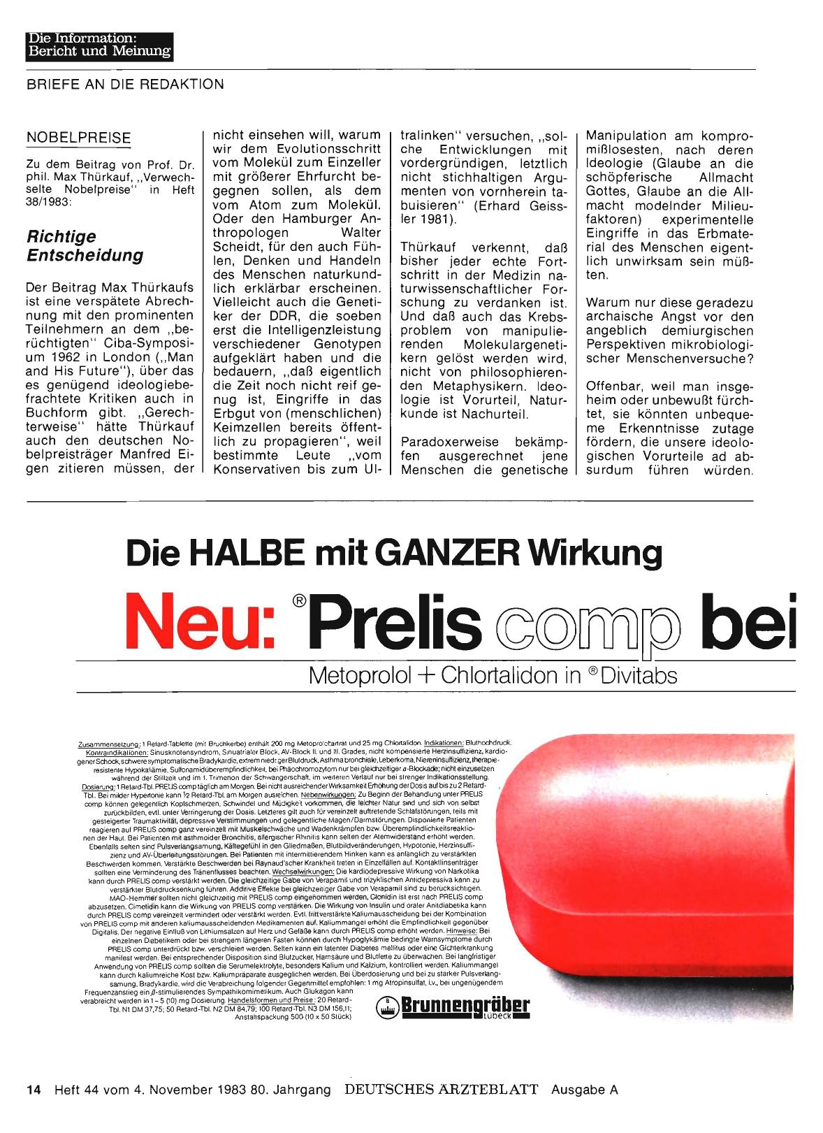 Vorschauseite 1: NOBELPREISE: Richtige Entscheidung
