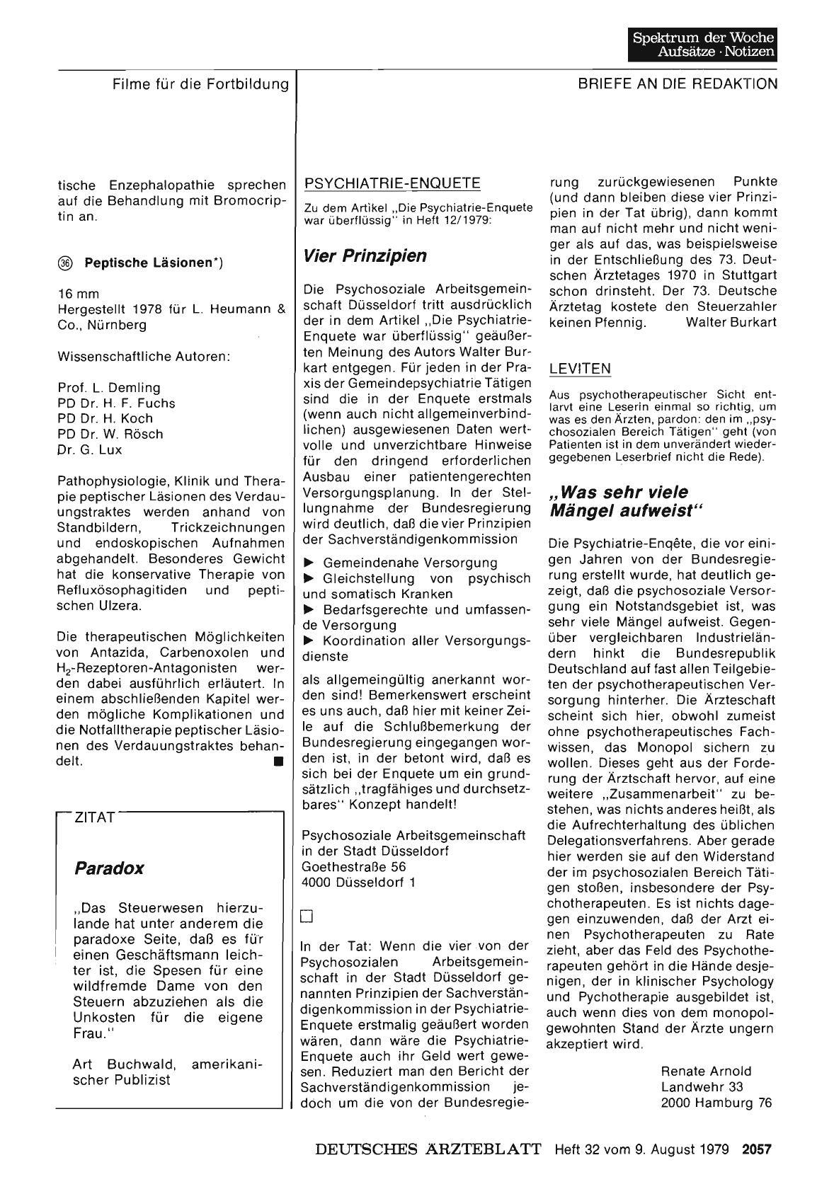 Vorschauseite 1: PSYCHIATRIE-ENQUETE: Vier Prinzipien