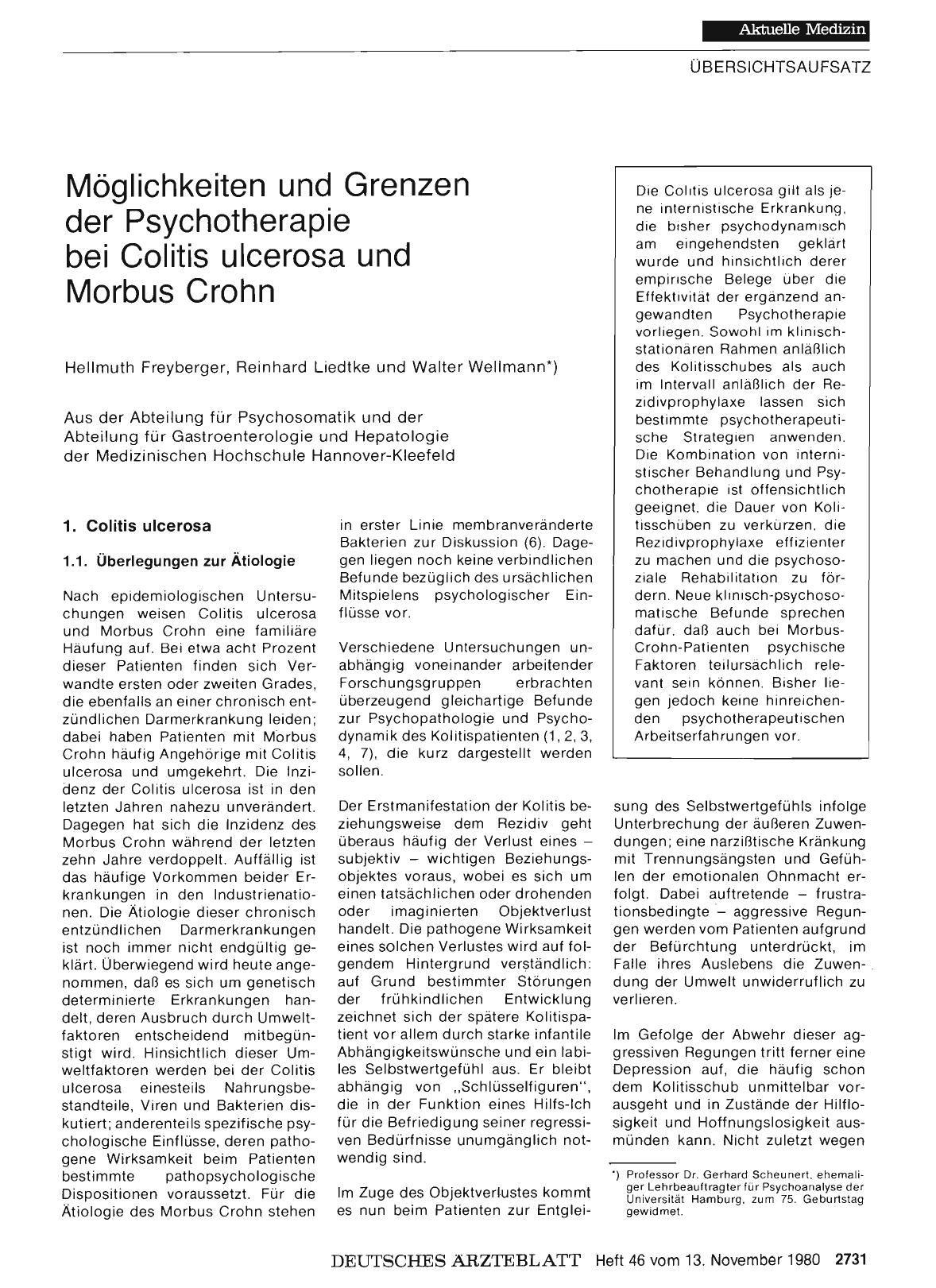 Vorschauseite 1: Möglichkeiten und Grenzen der Psychotherapie bei Colitis ulcerosa und Morbus Crohn
