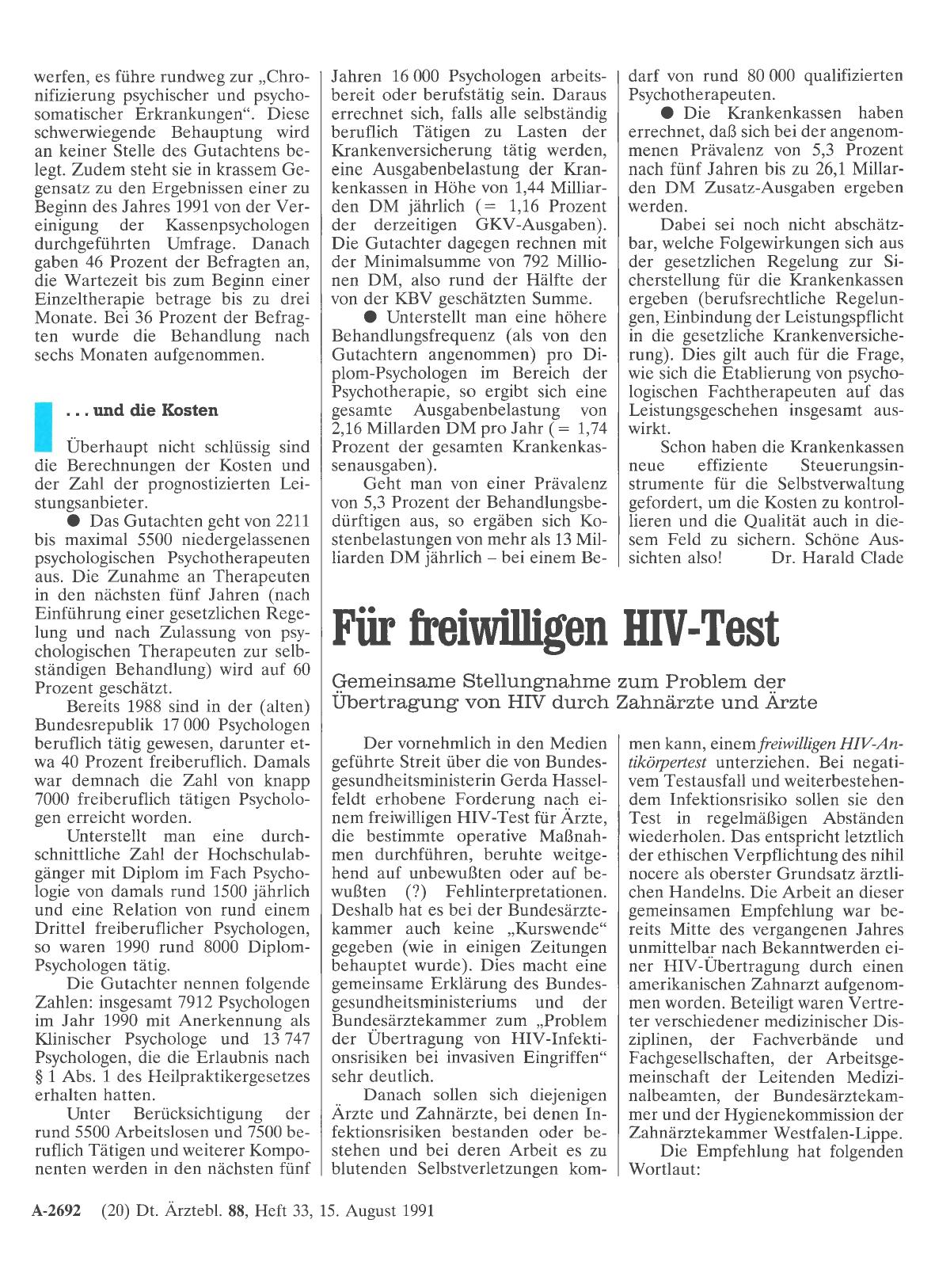 Vorschauseite 1: Für freiwilligen HIV-Test