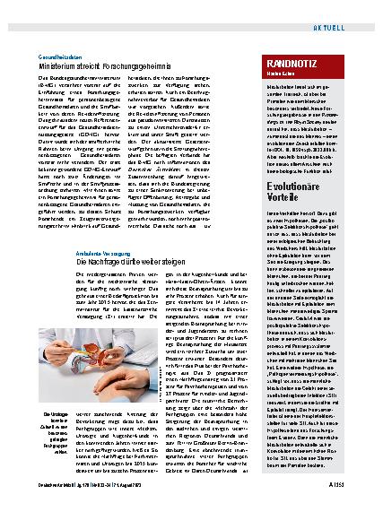 Vorschauseite 1: Gesundheitsdaten: Ministerium streicht Forschungsgeheimnis