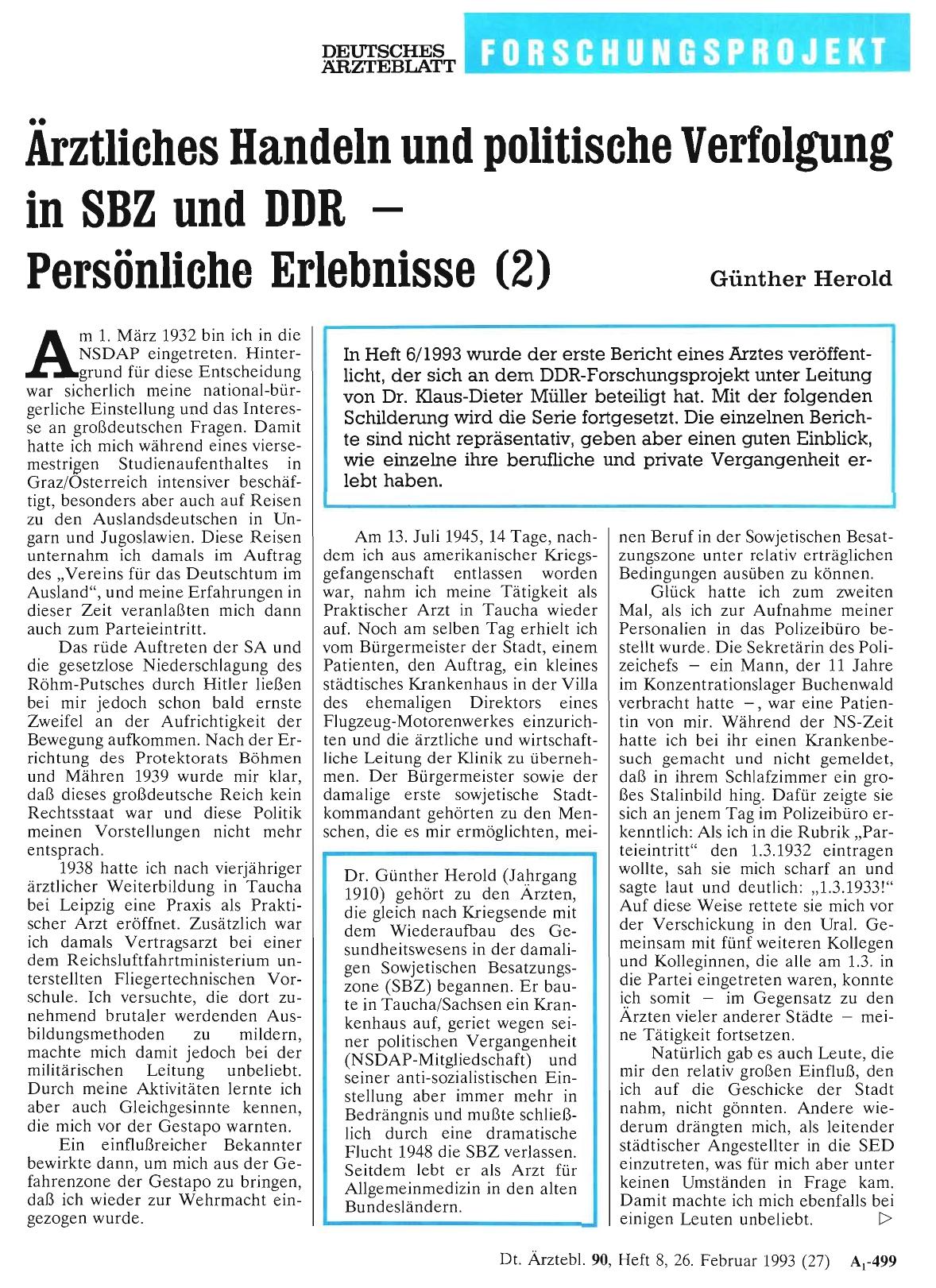 Vorschauseite 1: Ärztliches Handeln und politische Verfolgung in SBZ und DDR — Persönliche Erlebnisse (2)