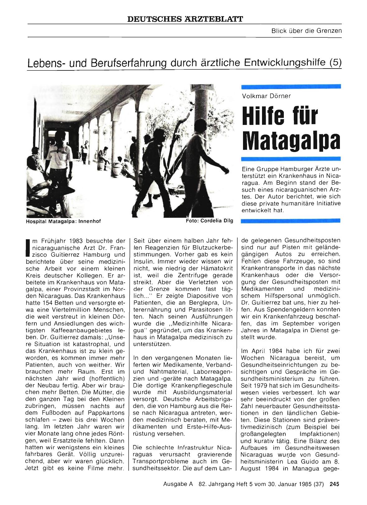 Vorschauseite 1: Lebensund Berufserfahrung durch ärztliche Entwicklungshilfe (5): Hilfe für Matagalpa
