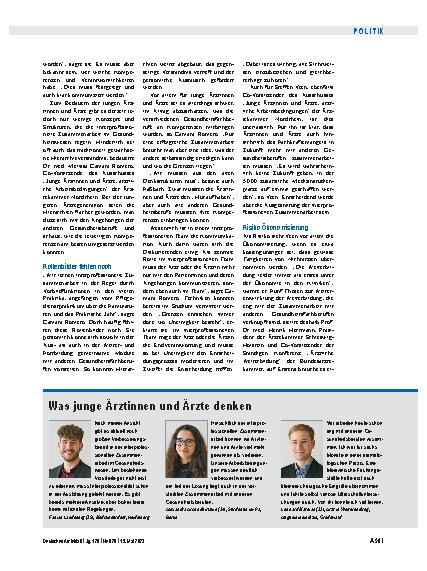 Vorschauseite 2: Junge Ärztinnen und Ärzte: Die Zukunft gehört dem Team