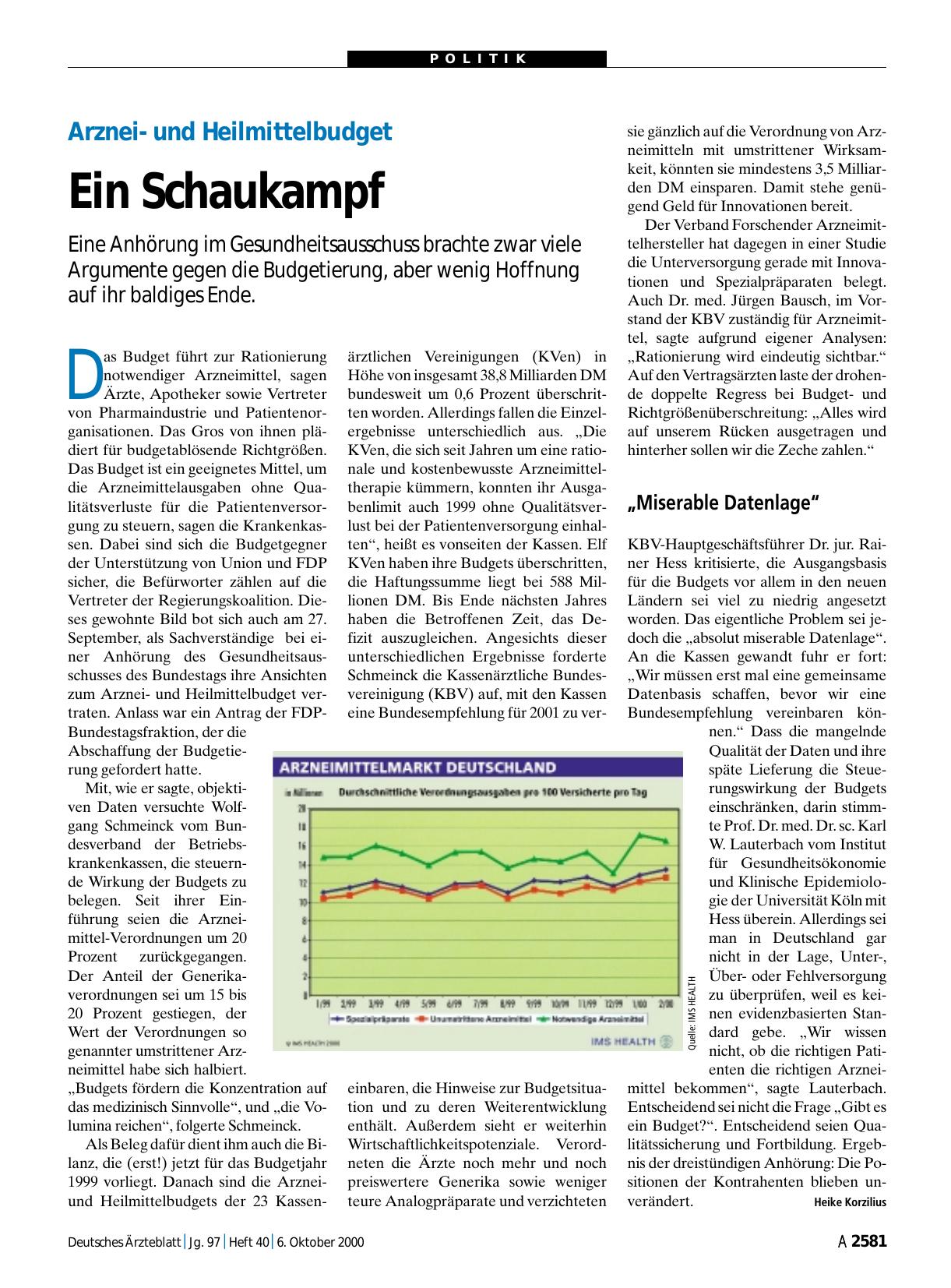 Vorschauseite 1: Arzneiund Heilmittelbudget: Ein Schaukampf