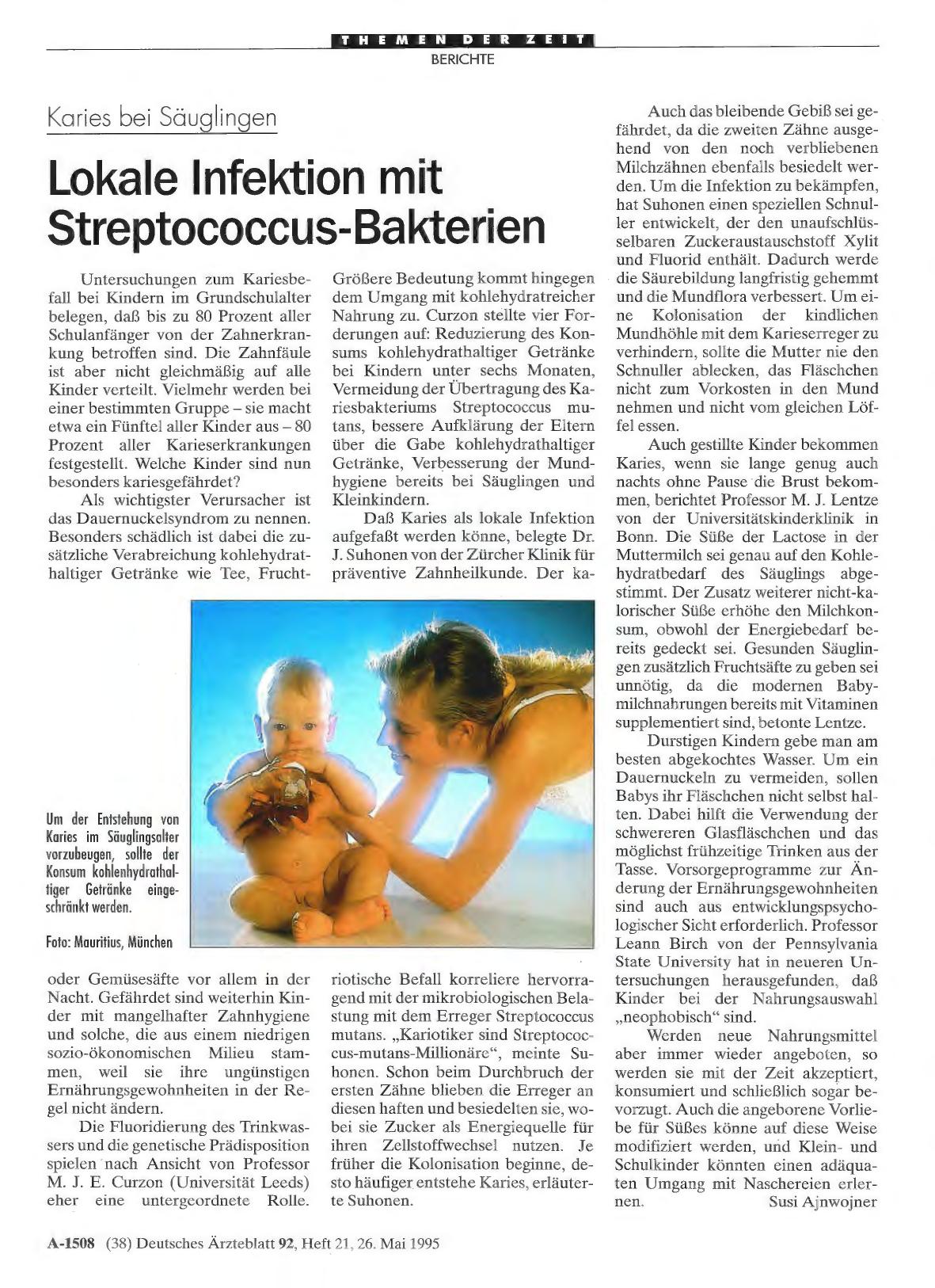 Vorschauseite 1: Karies bei Säuglingen: Lokale Infektion mit Streptococcus-Bakterien