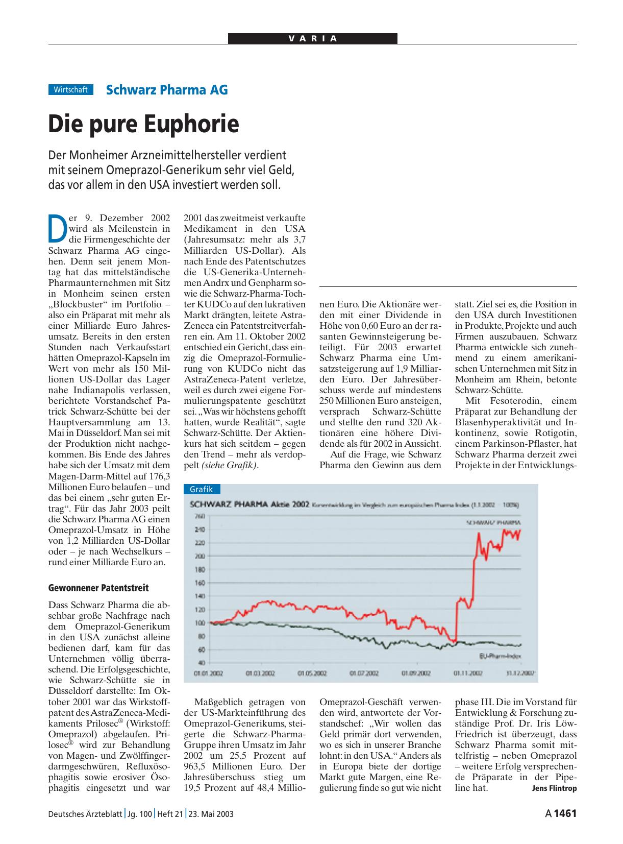 Vorschauseite 1: Schwarz Pharma AG: Die pure Euphorie