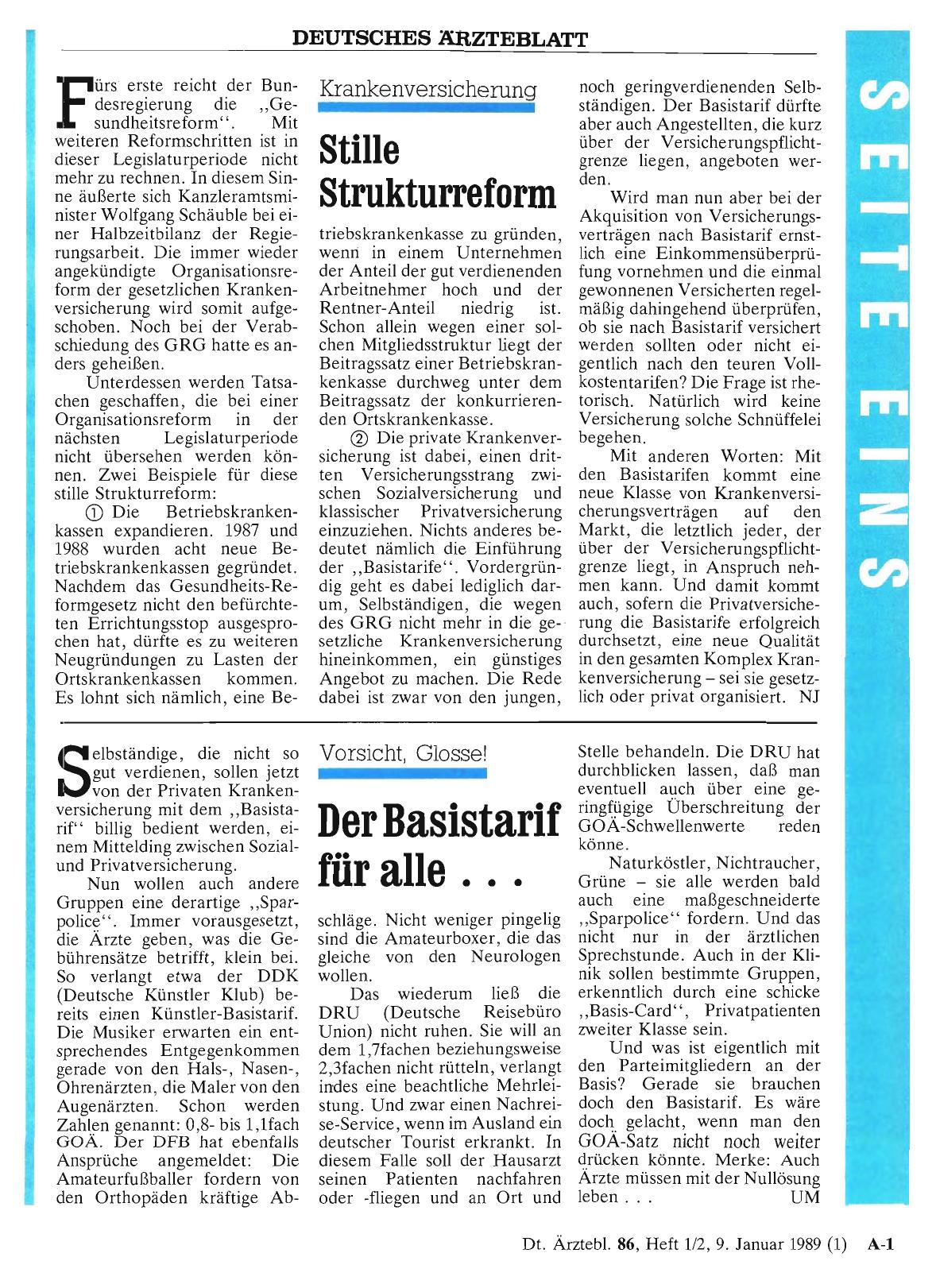 Vorschauseite 1: Vorsicht, Glosse! Der Basistarif für alle. ..