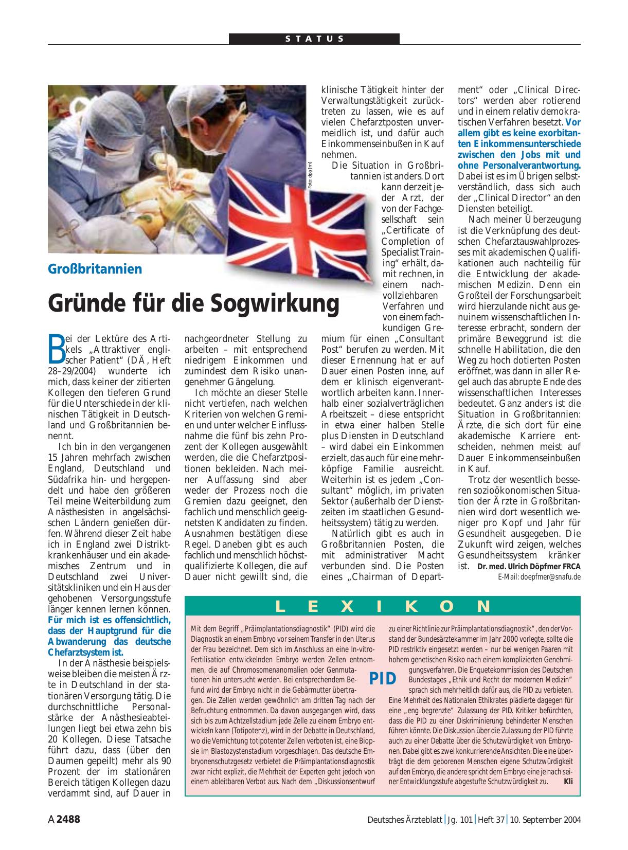 Vorschauseite 1: Großbritannien: Gründe für die Sogwirkung