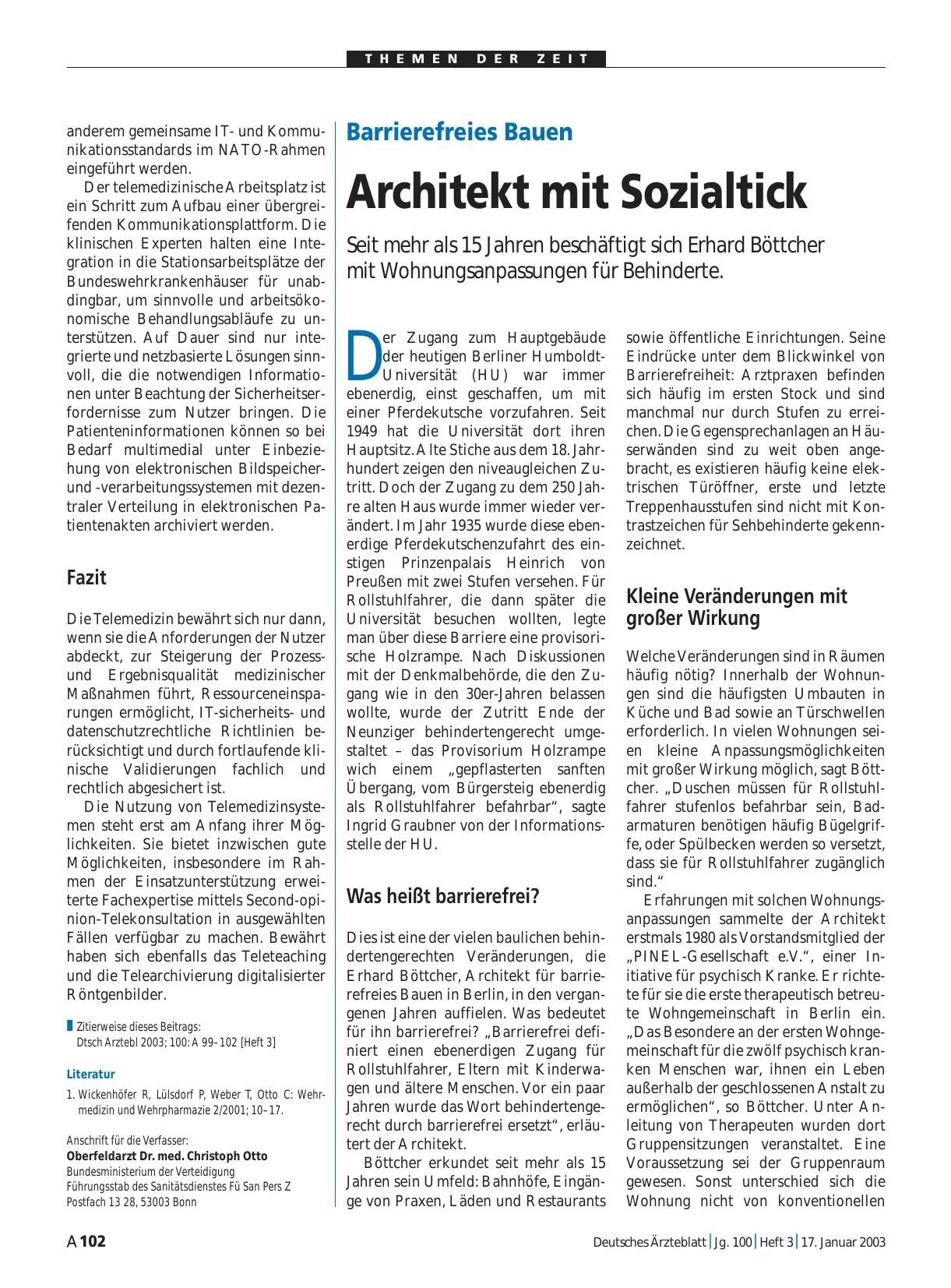 Vorschauseite 1: Barrierefreies Bauen: Architekt mit Sozialtick