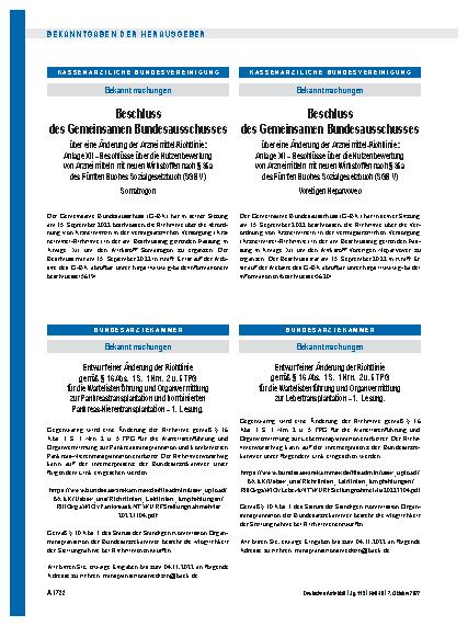 Vorschauseite 1: Entwurf einer Änderung der Richtlinie gemäß § 16 Abs. 1 S. 1 Nrn. 2 u. 5 TPG für die Wartelistenführung und Organvermittlung zur Pankreastransplantation und kombinierten Pankreas-…
