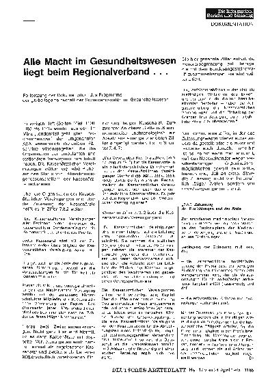 Vorschauseite 1: Alle Macht im Gesundheitswesen liegt beim Regionalverband. ..