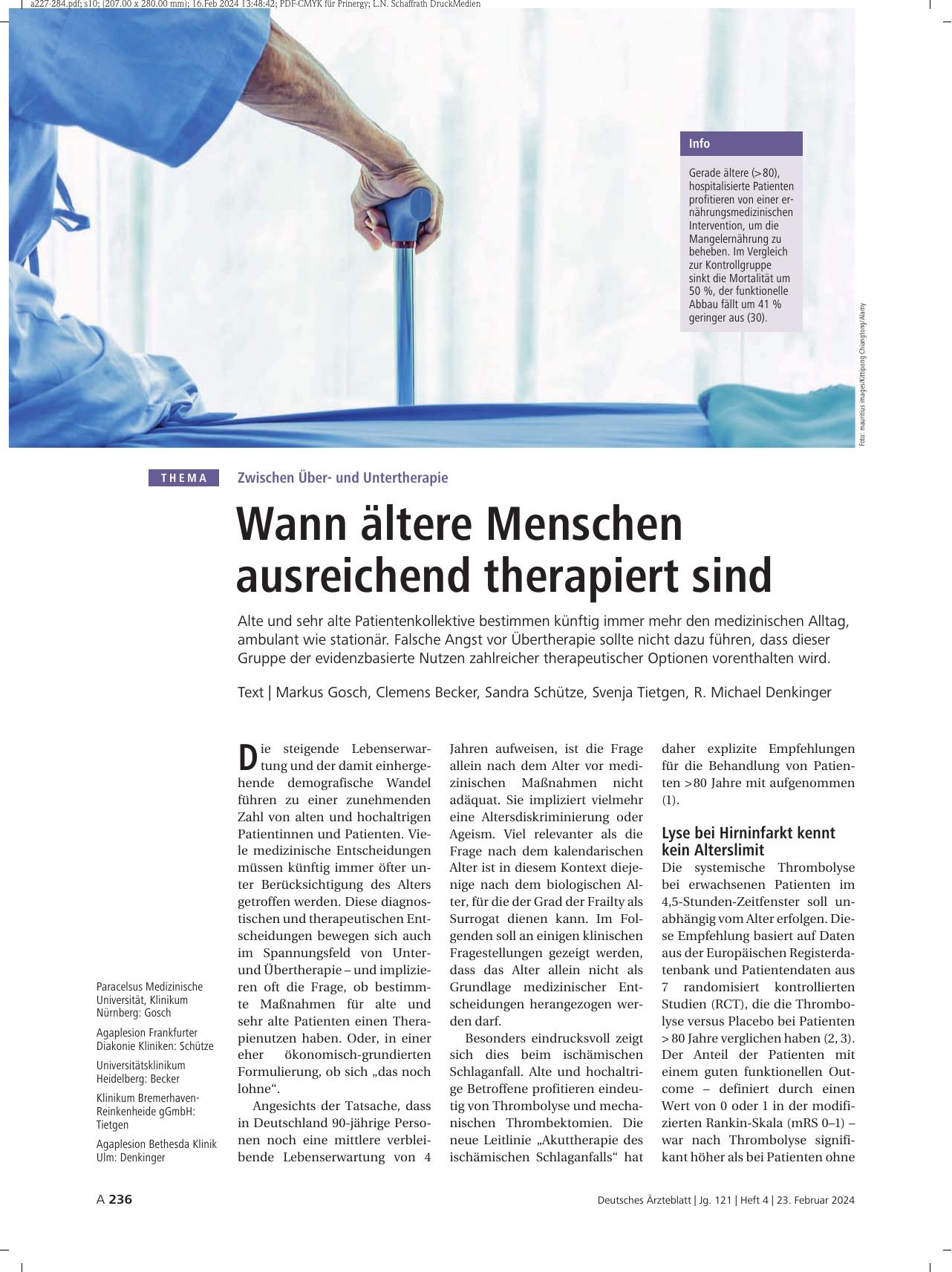 Vorschauseite 1: Zwischen Überund Untertherapie: Wann ältere Menschen ausreichend therapiert sind