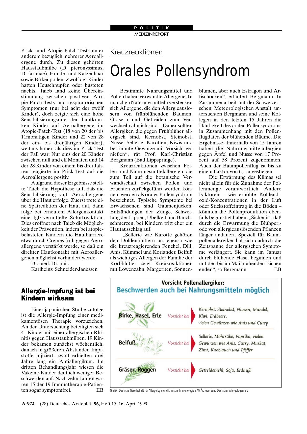 Vorschauseite 1: Kreuzreaktionen: Orales Pollensyndrom