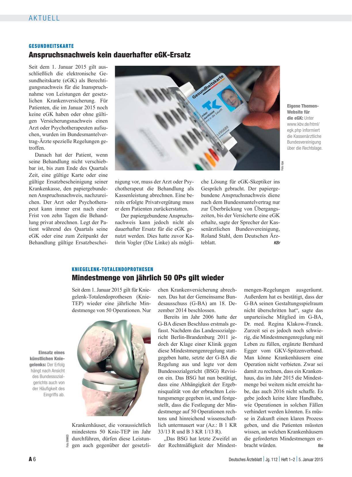 Vorschauseite 1: Gesundheitskarte: Anspruchsnachweis kein dauerhafter eGK-Ersatz
