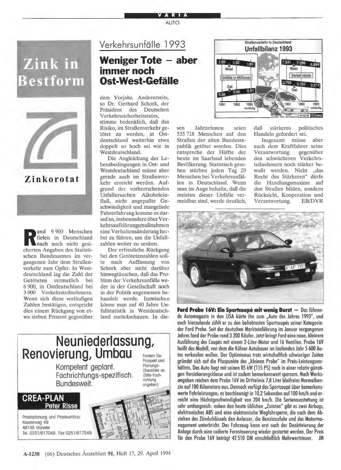 Vorschauseite 1: Ford Probe 16V: Ein Sportcoupe mit wenig Durst