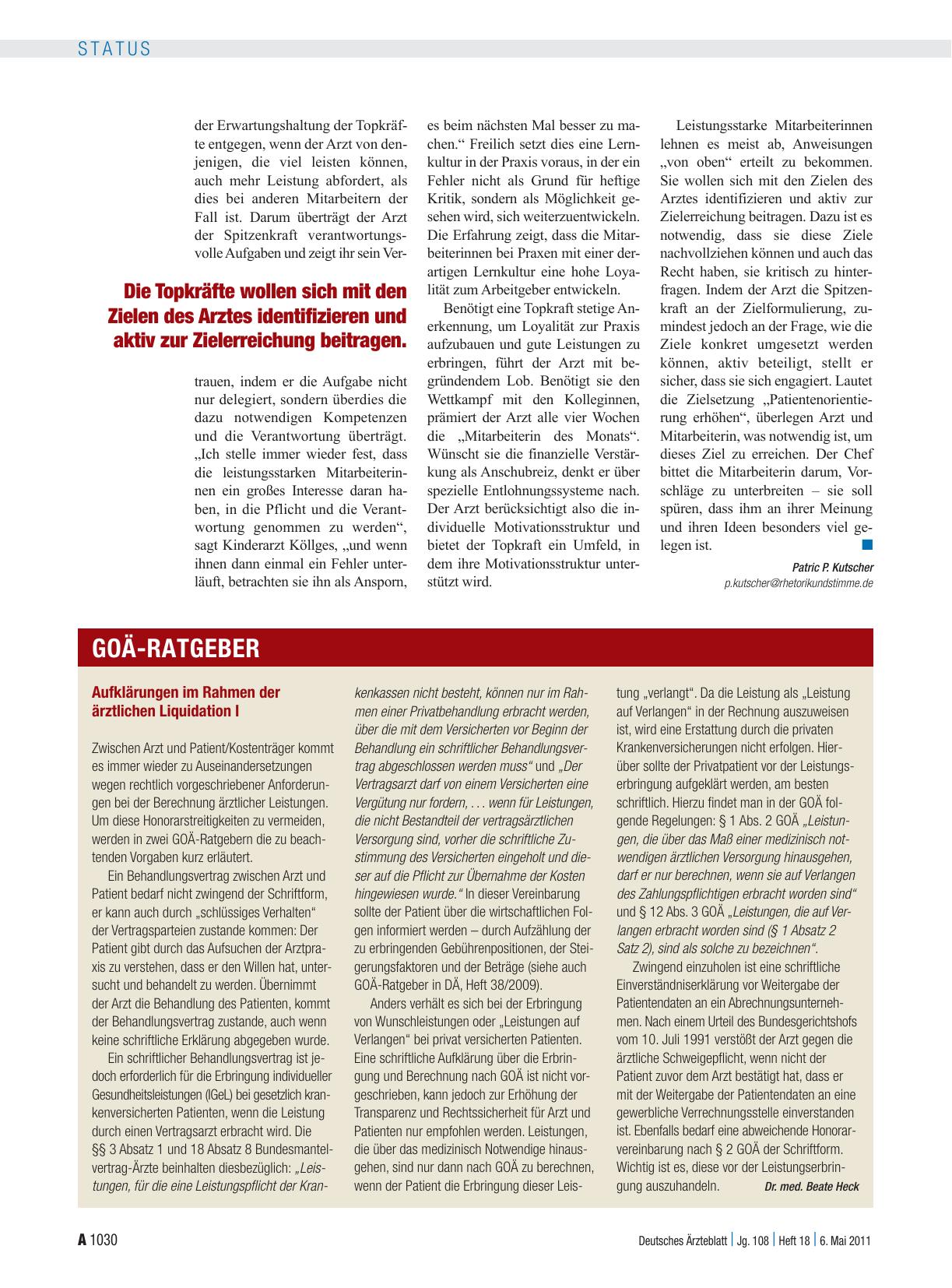 Vorschauseite 1: Aufklärungen im Rahmen der ärztlichen Liquidation I