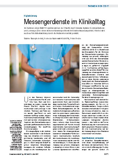 Vorschauseite 1: Digitalisierung: Messengerdienste im Klinikalltag