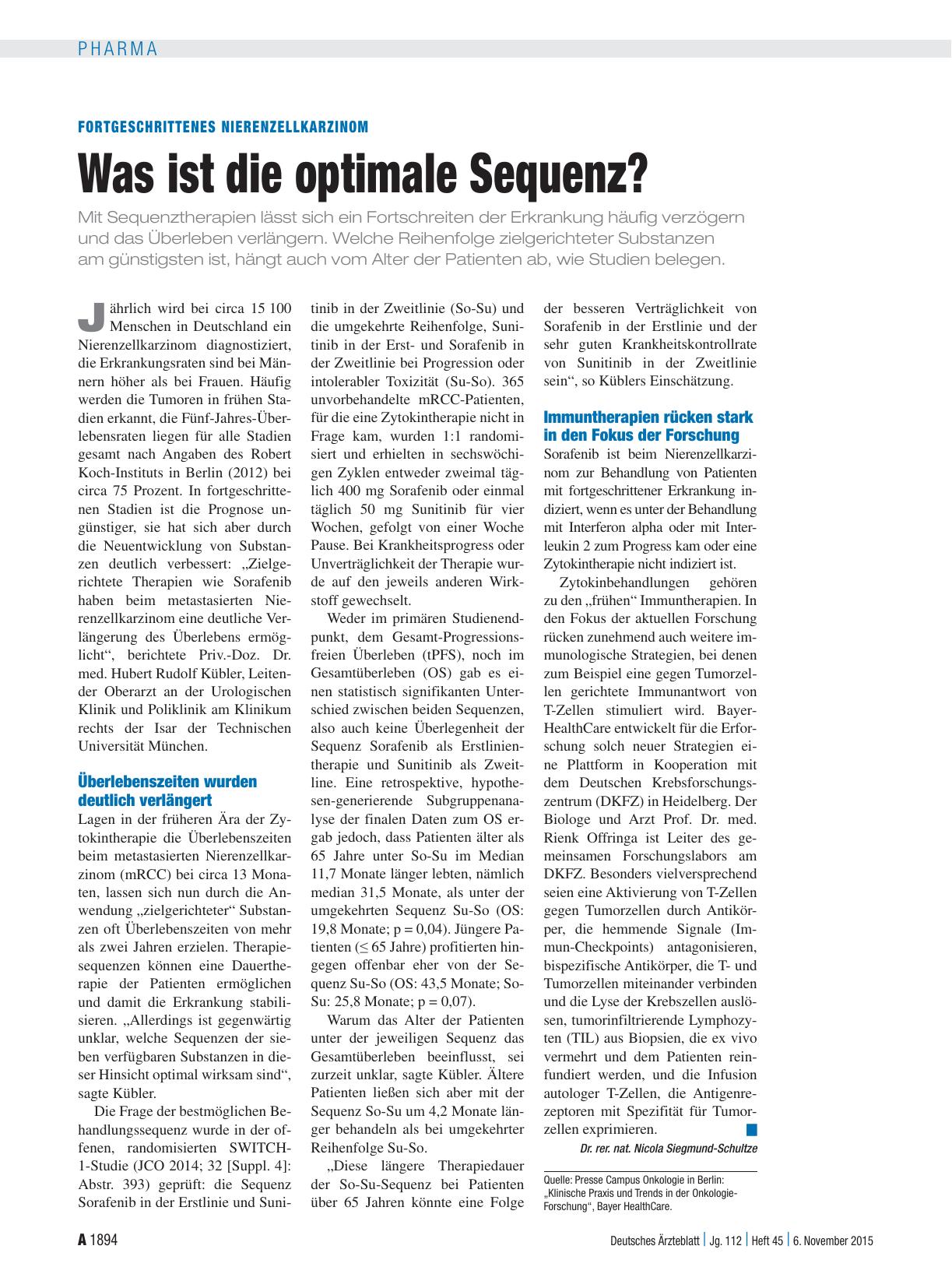 Vorschauseite 1: Fortgeschrittenes Nierenzellkarzinom: Was ist die optimale Sequenz?