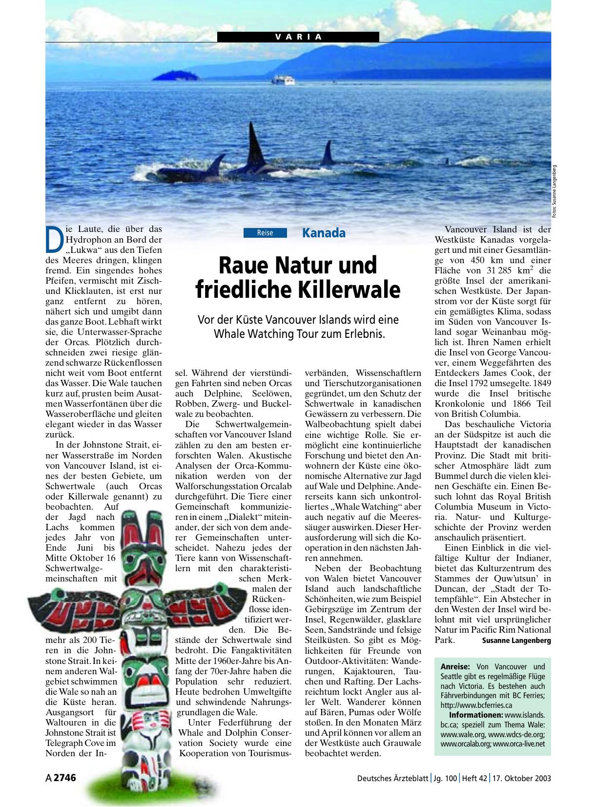 Vorschauseite 1: Kanada: Raue Natur und friedliche Killerwale