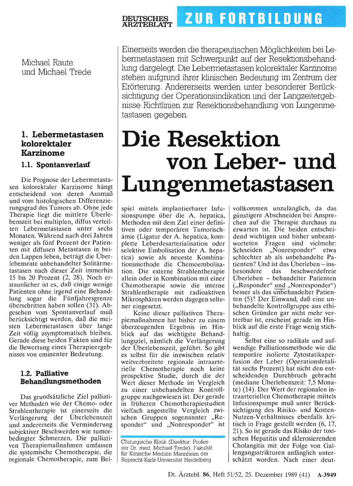 Vorschauseite 1: Die Resektion von Leberund Lungenmetastasen