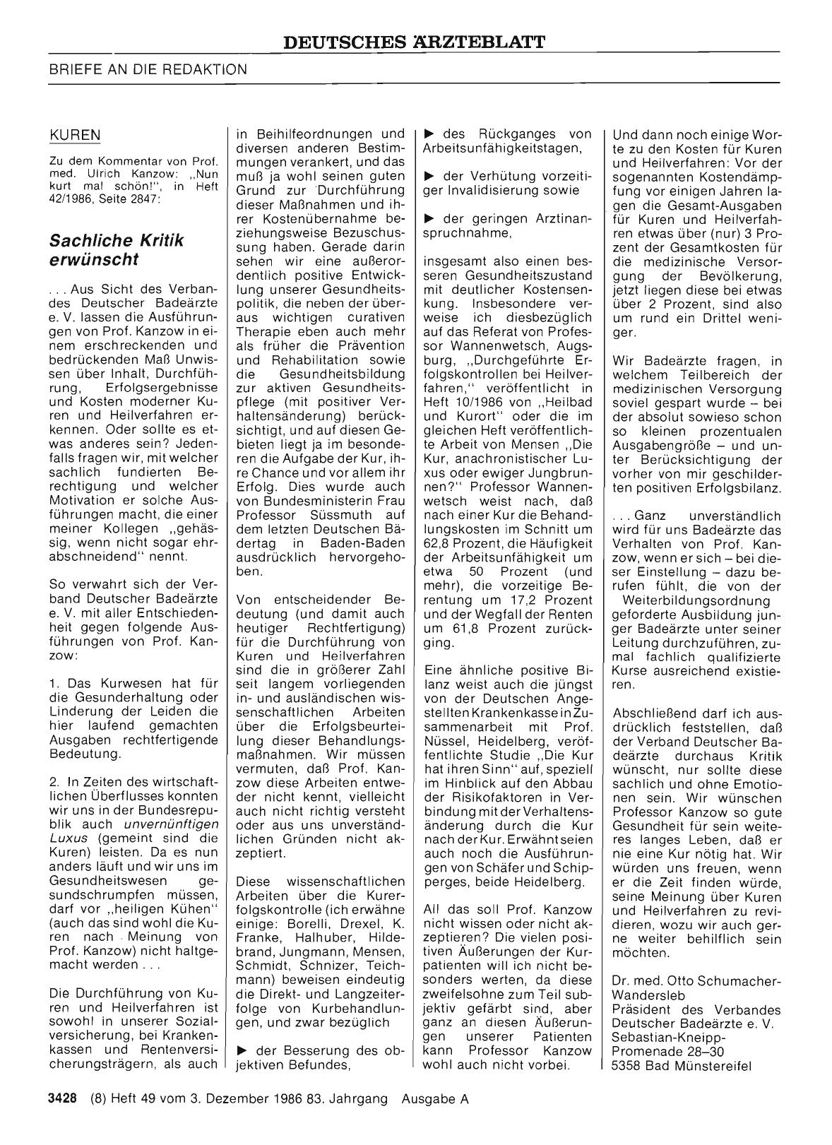 Vorschauseite 1: KUREN: Sachliche Kritik erwünscht