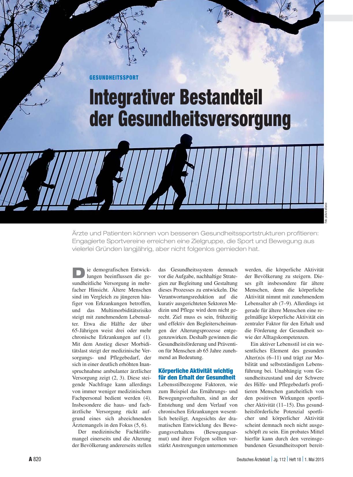 Vorschauseite 1: Gesundheitssport: Integrativer Bestandteil der Gesundheitsversorgung