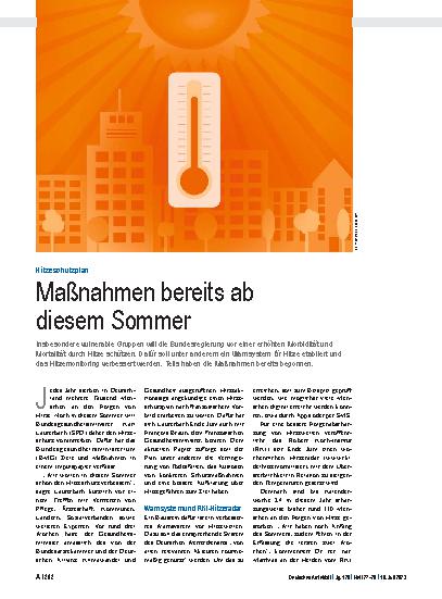 Vorschauseite 1: Hitzeschutzplan: Maßnahmen bereits ab diesem Sommer