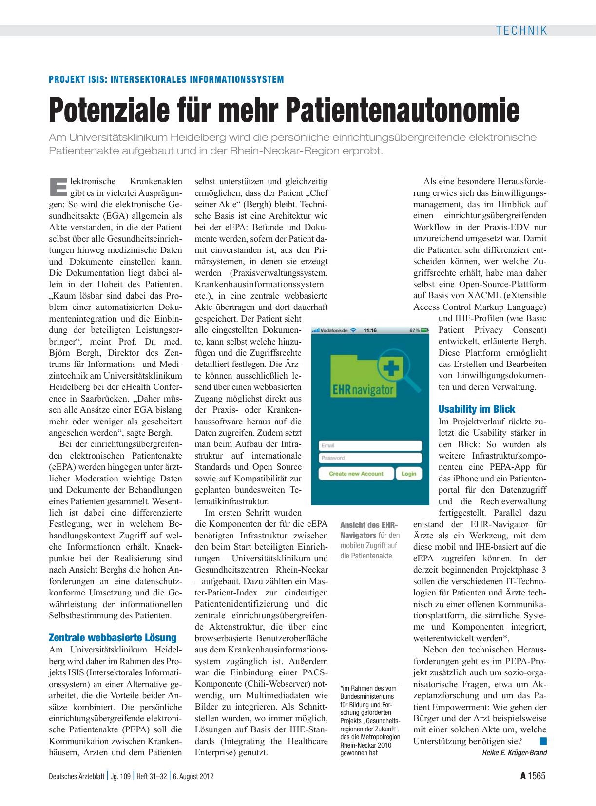 Vorschauseite 1: Projekt ISIS: Intersektorales Informationssystem: Potenziale für mehr Patientenautonomie