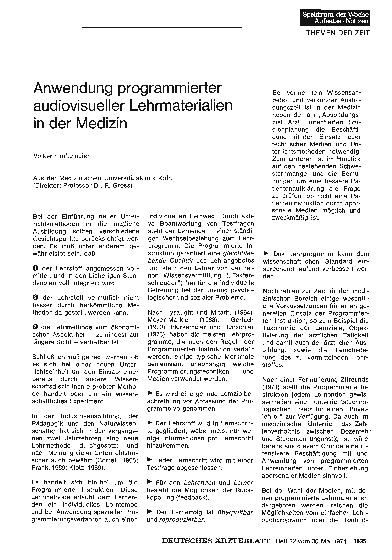 Vorschauseite 1: Anwendung programmierter audiovisueller Lehrmaterialien in der Medizin