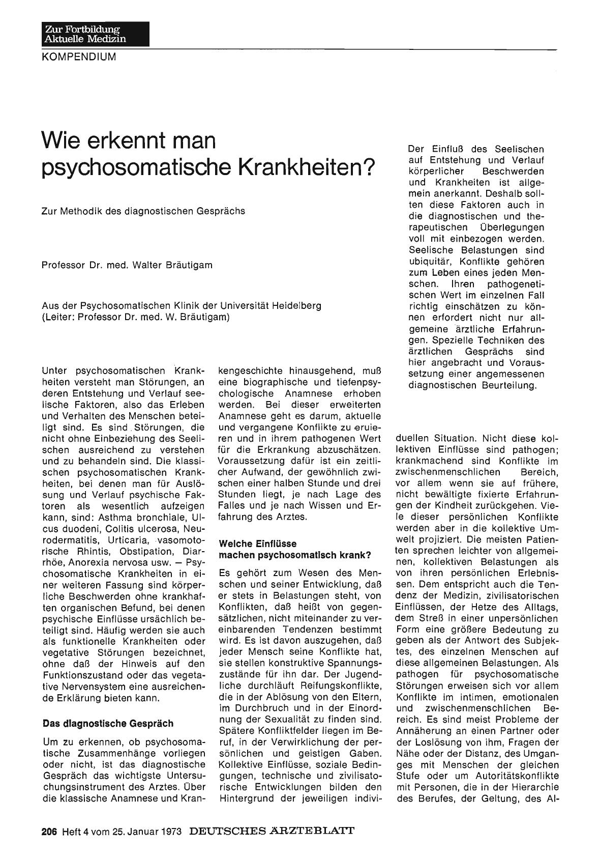 Vorschauseite 1: Wie erkennt man psychosomatische Krankheiten? Zur Methodik des diagnostischen Gesprächs