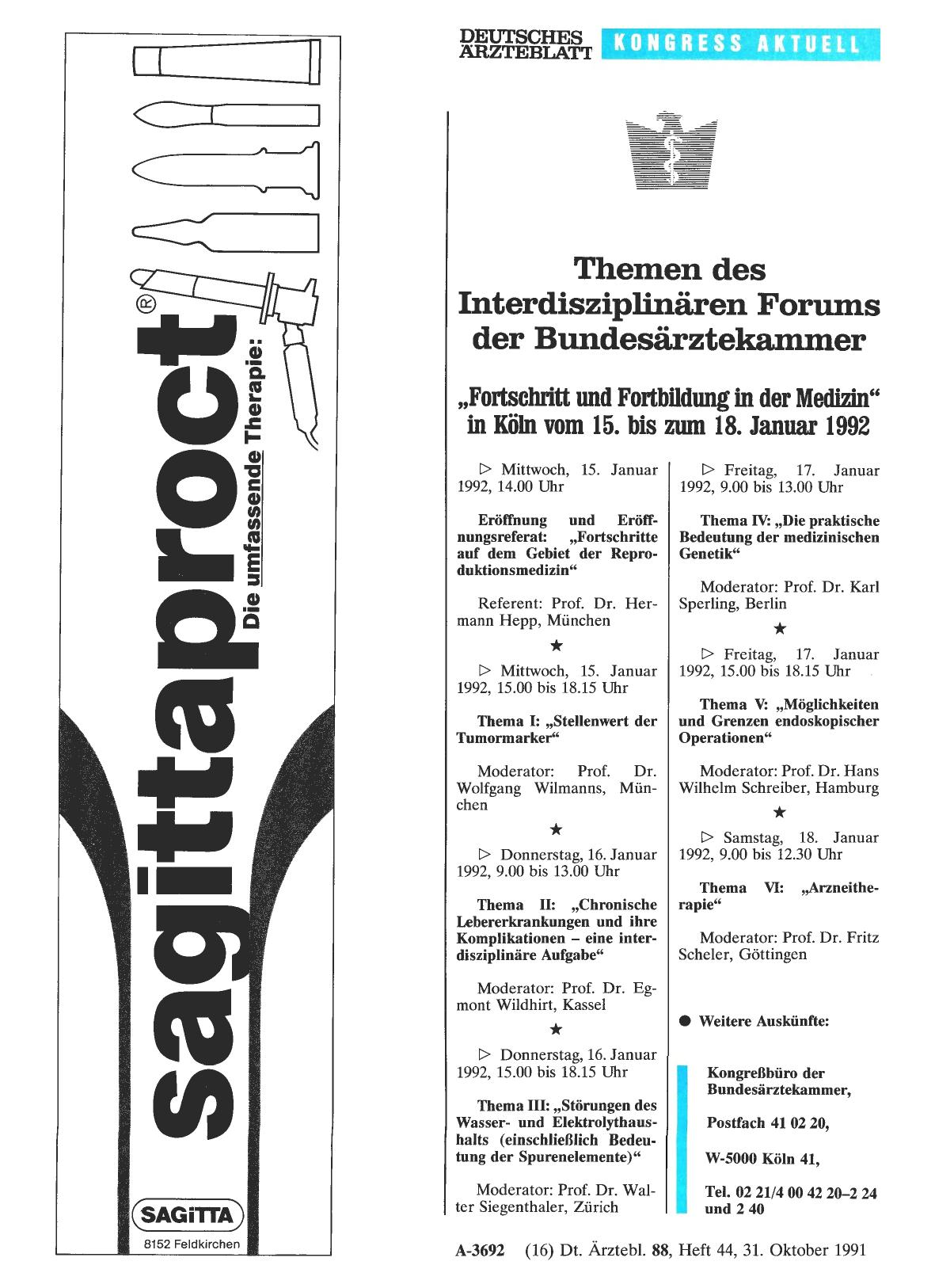 Vorschauseite 1: Themen des Interdisziplinären Forums der Bundesärztekammer