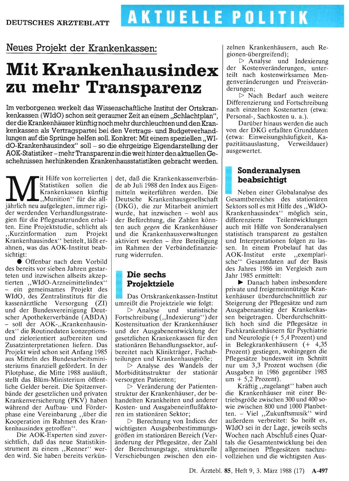 Vorschauseite 1: Neues Projekt der Krankenkassen: Mit Krankenhausindex zu mehr Transparenz