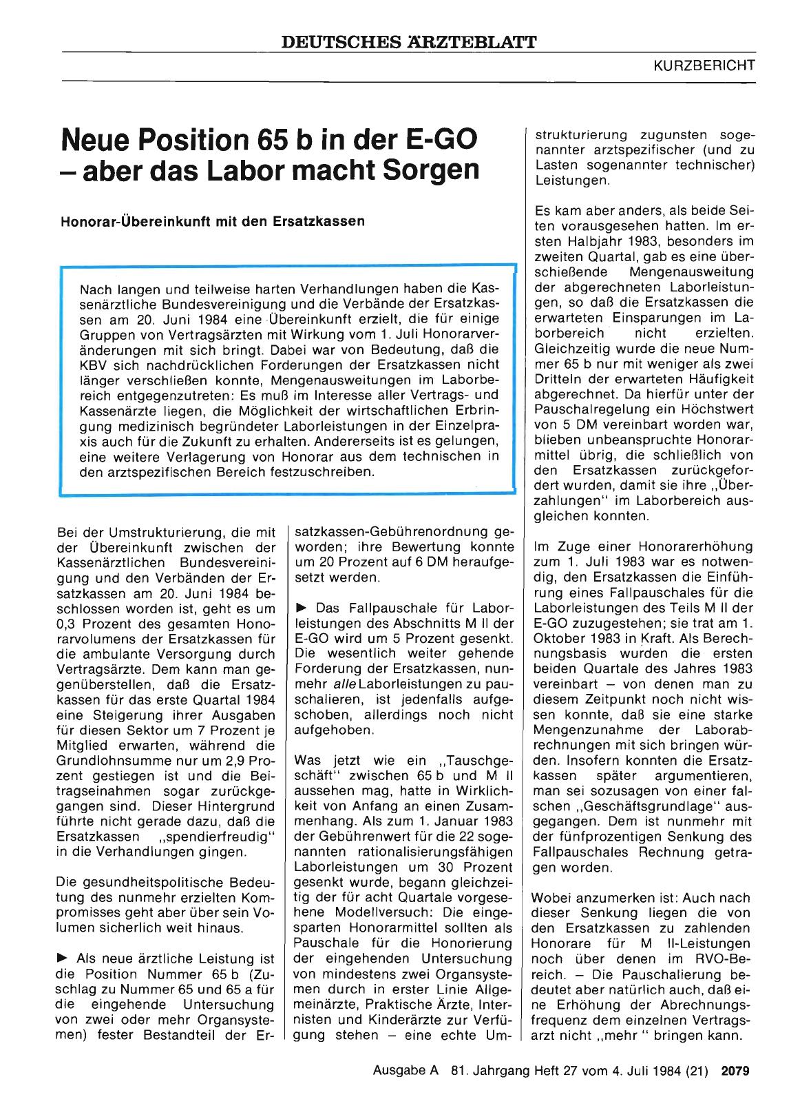 Vorschauseite 1: Neue Position 65 b in der E-GO — aber das Labor macht Sorgen