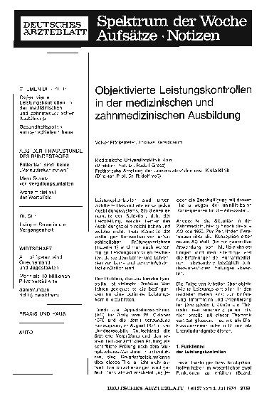 Vorschauseite 1: Objektivierte Leistungskontrollen in der medizinischen und zahnmedizinischen Ausbildung