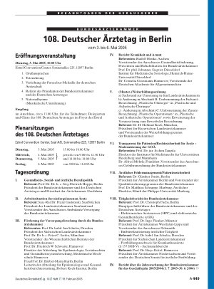 Vorschauseite 1: 108. Deutscher Ärztetag in Berlin: vom 3. bis 6. Mai 2005