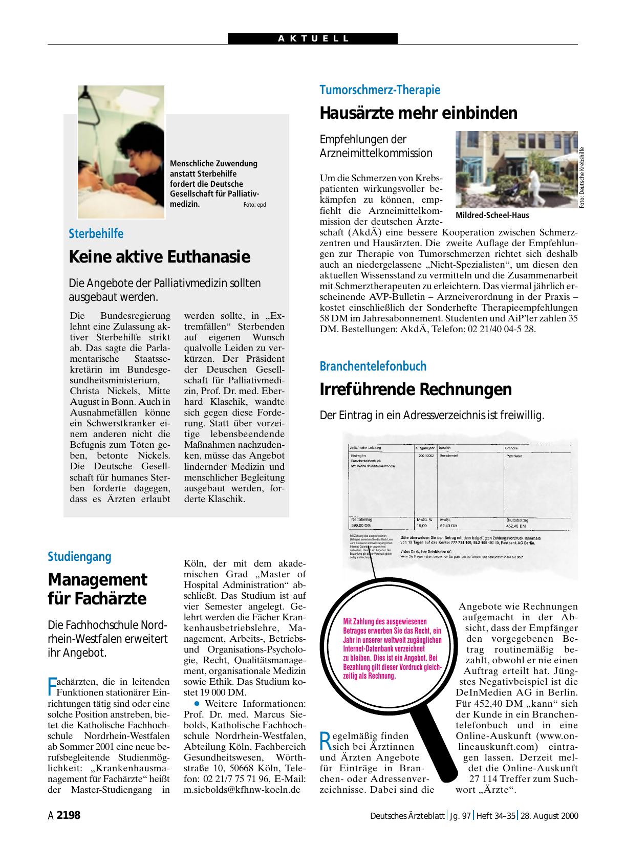 Vorschauseite 1: Tumorschmerz-Therapie: Hausärzte mehr einbinden